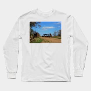 Kansas Country Bridge with Blue sky Long Sleeve T-Shirt